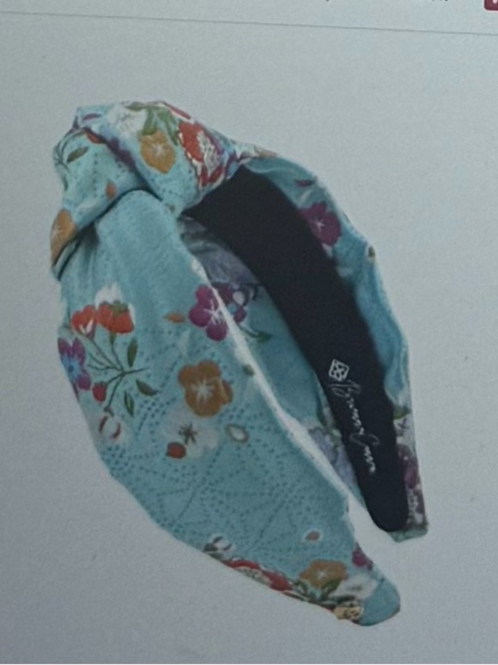 Brianna Cannon, NWTs Floral Twist silk Headband in Light Blue, adult size